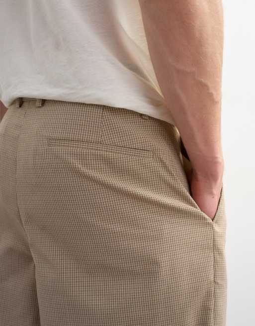 Topman wide leg belted check short in neutral, 5 of 5