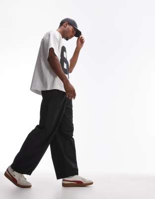 Topman wide leg cargo in black - view 1