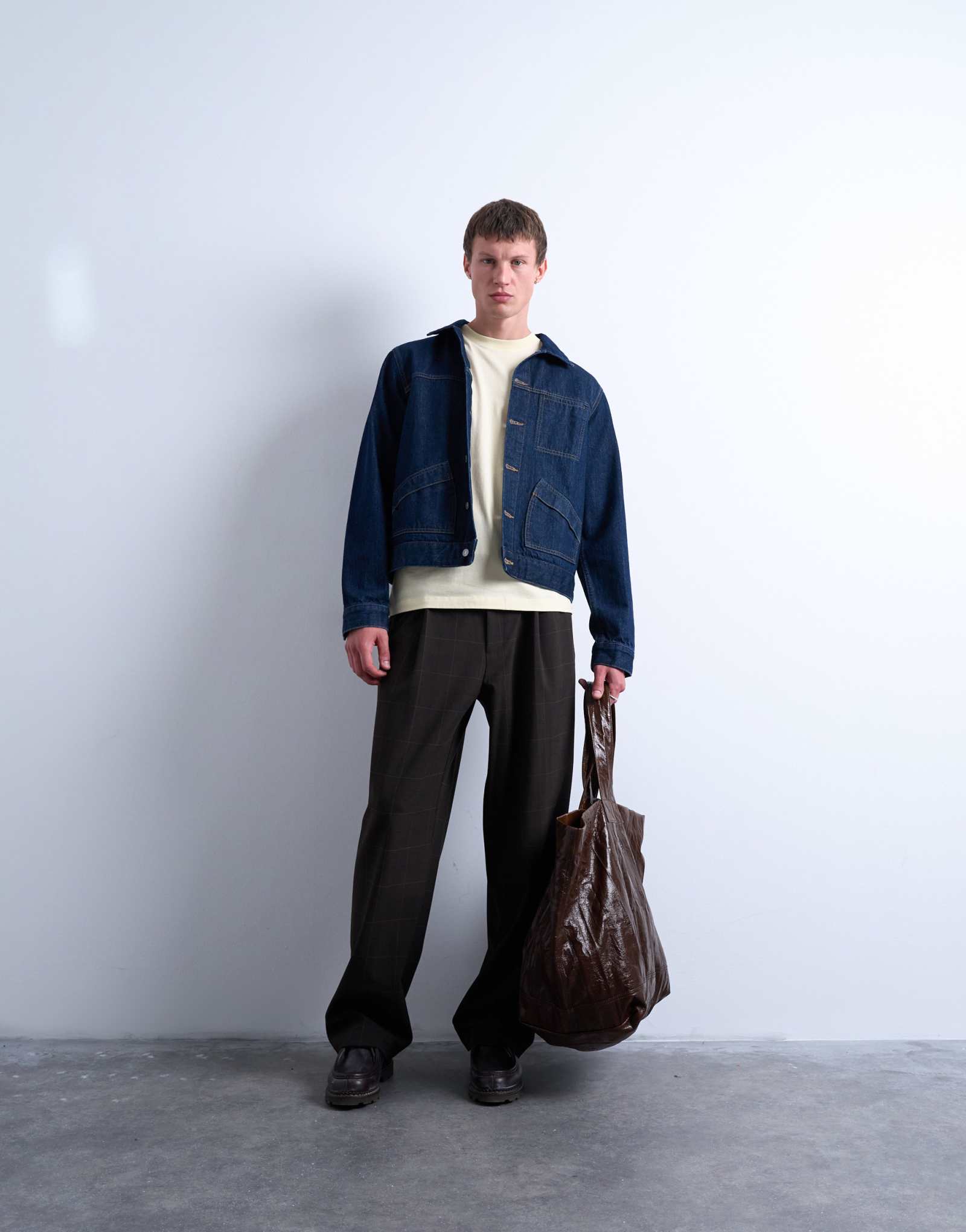 Элегантные брюки в клетку Topman с широкими штанинами шоколадного цвета