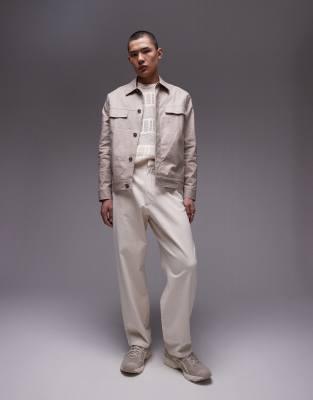 Topman Wide Leg Chino Pants In Ecru-white