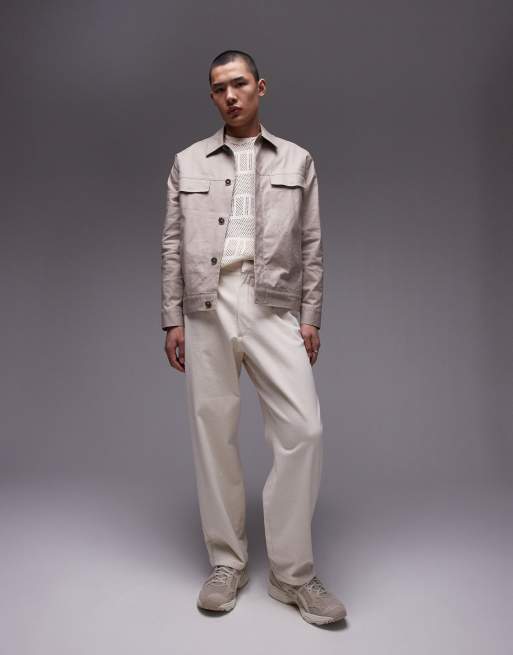Topman wide leg chino pants in ecru