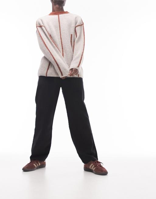 Topman wide leg cord pants in black
