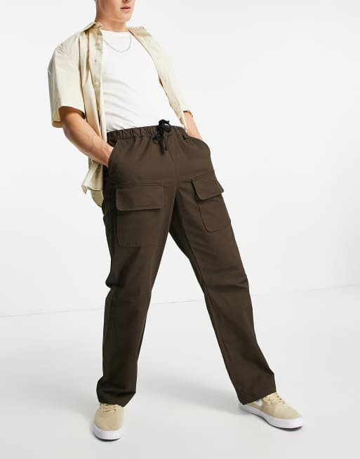 Topman wide leg front pocket cargo pants in brown ASOS
