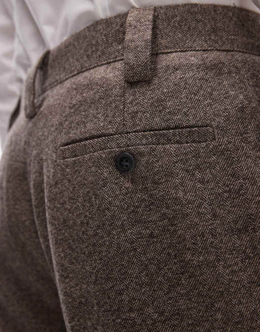 パンツ NEAT Mallalieus Tweed Herringbone Wide Highlander Purple Herringbone Tweed Pants – StudioSuits