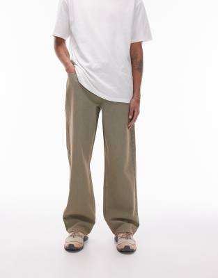 Topman Wide Leg Jeans In Heavy Rust Tint Wash-blue