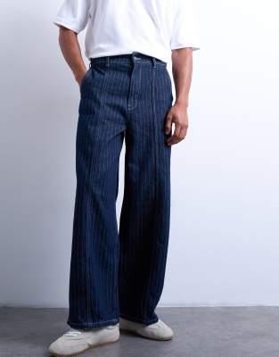 Topman Wide Leg Jeans In Multi