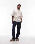 [Topman] Topman wide leg linen pants in navy XL NAVY