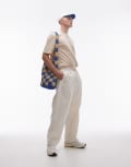 [Topman] Topman wide leg pants in ecru-White W30 L32 Ecru