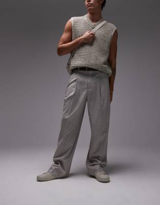 wide leg pants in stone-Neutral