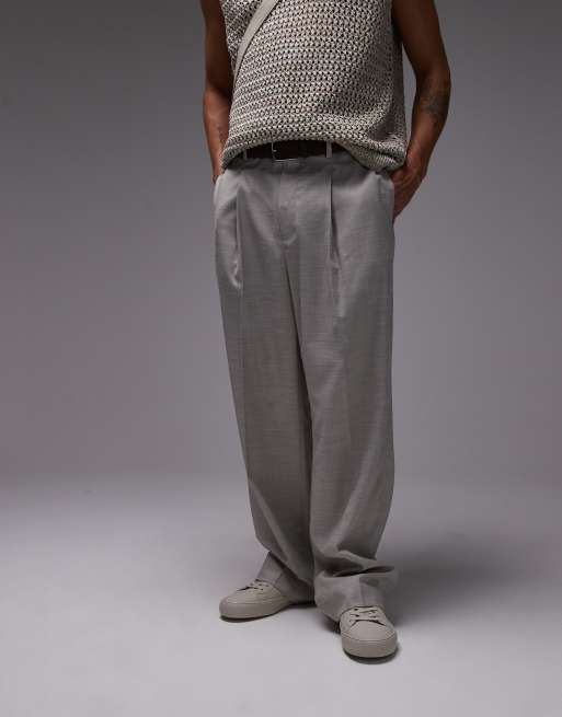 Topman wide leg pants in stone, 2 of 5