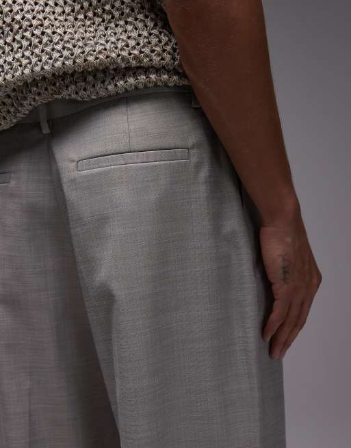 Topman wide leg pants in stone, 3 of 5