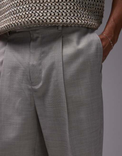 Topman wide leg pants in stone, 4 of 5