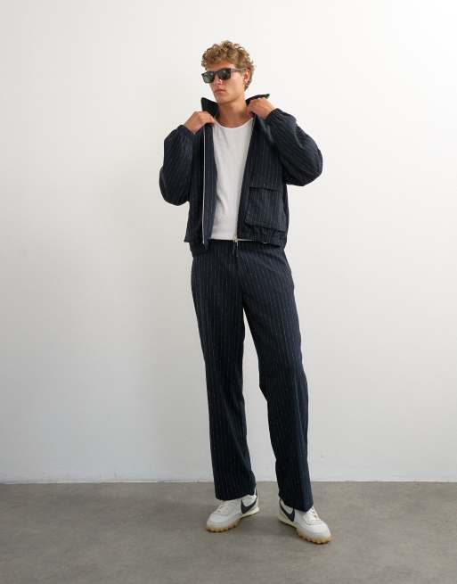 Topman boucle pinstripe smart set in navy, 3 of 3