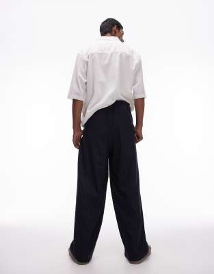 パンツ baggy stripe slacks navy normcore Pacsun Striped Baggy Trousers at CoolSprings Galleria in
