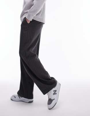 Wide leg pantalon with pinstripe - Dark Grey