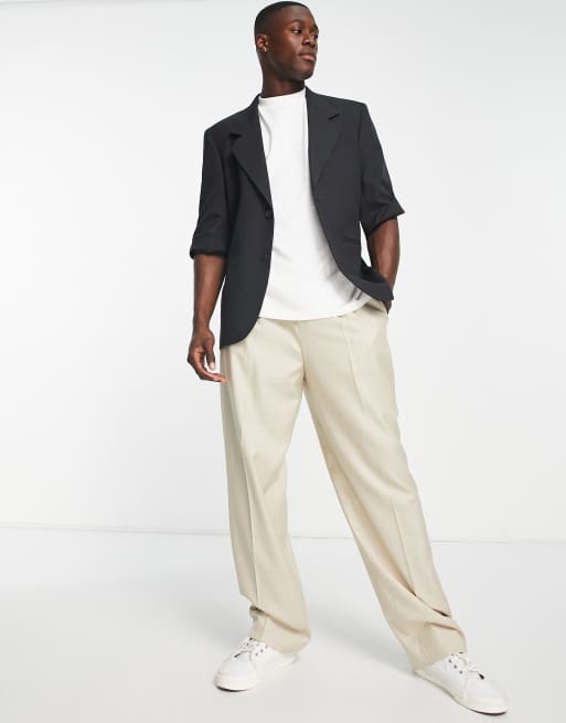 Mens wide leg hot sale pleated trousers