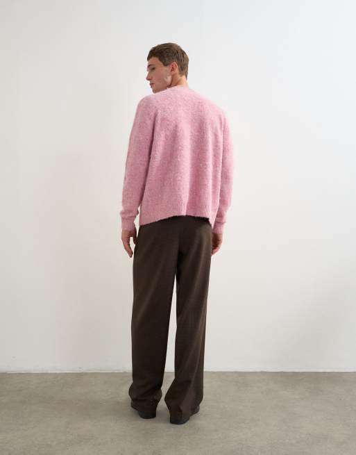 Topman wide leg puppytooth pant with triple pleats in brown, 5 of 5