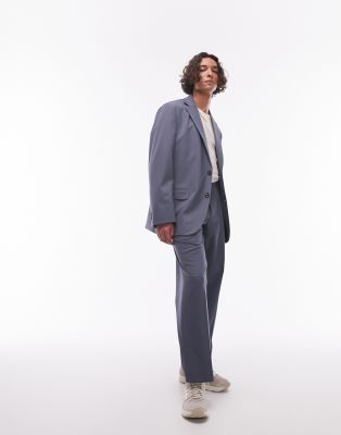 Shop Topman Wide Leg Suit Pants In Blue