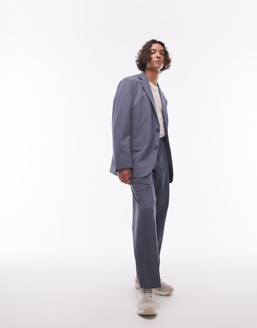 Topman Wide Leg Suit Pants In Blue Asos 9946