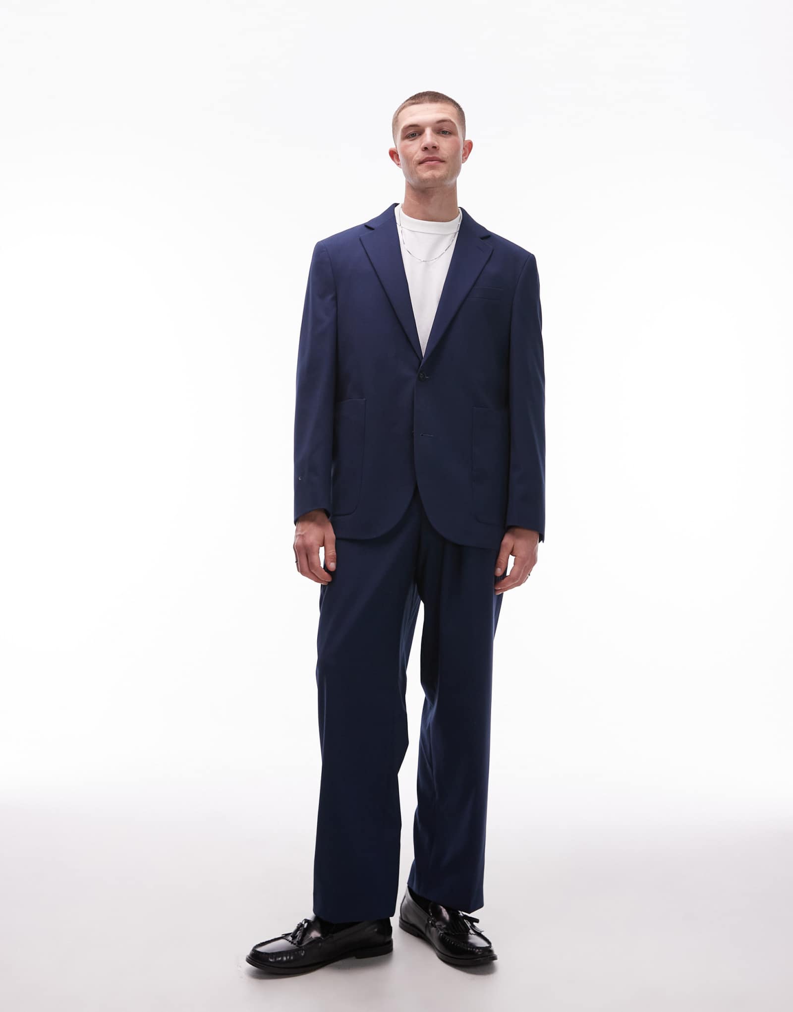 Широкие брюки классические Topman синего цвета