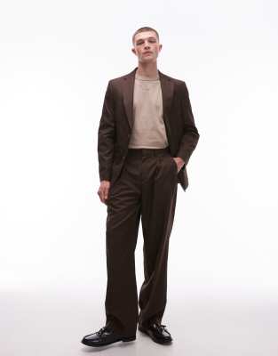 wide leg suit pants in brown