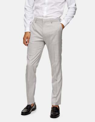 TOPMAN SLIM SUIT PANTS IN GRAY-GREY,87T77UGRY