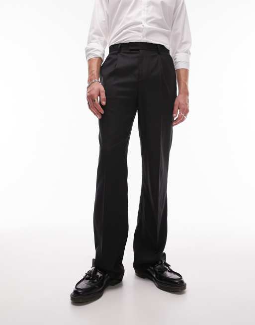 Black wide clearance leg suit trousers