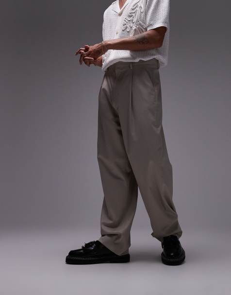 Topman wide leg trouser in stone - view 1