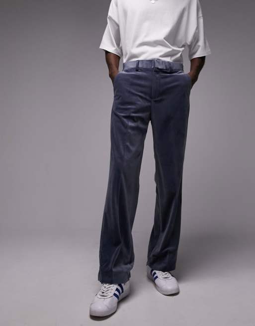 Topman wide leg linen mix pants in light blue