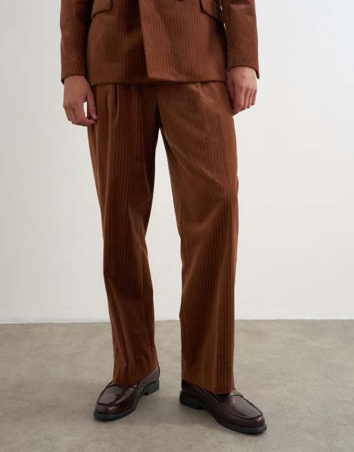 Topman velvet stripe double breasted suit in tan, 2 of 3