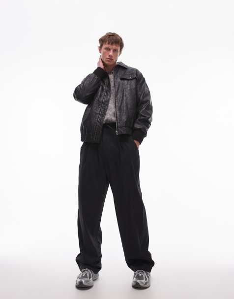 Topman wide leg with elasticated tie waist trousers in navy