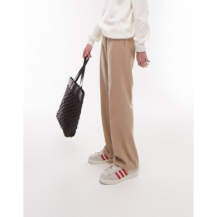 STRAIGHT-LEG TROUSERS WITH AN ELASTICATED WAISTBAND - Stone