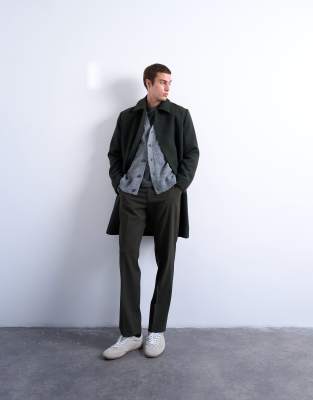 Topman Wool Blend Car Coat In Black