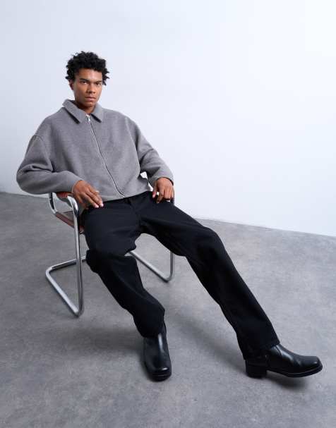 Topman wool blend jacket in charcoal - view 1