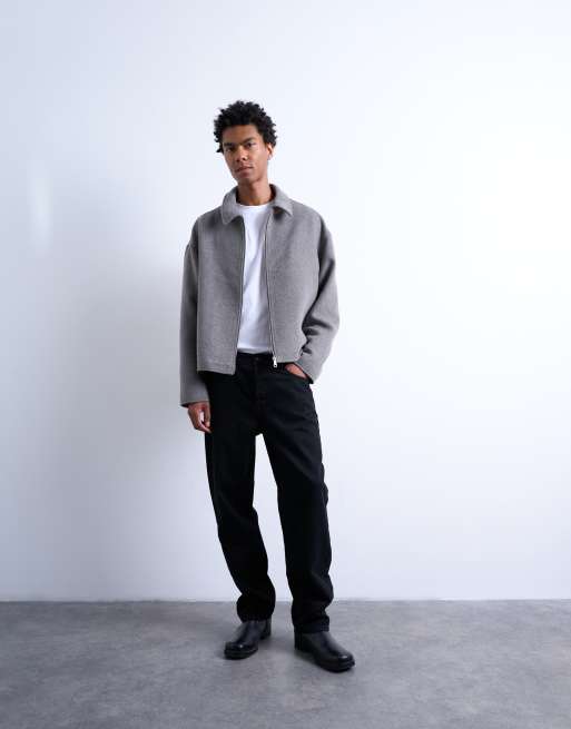 Topman wool blend jacket in charcoal, 3 of 5
