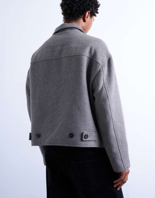 Topman wool blend jacket in charcoal, 5 of 5