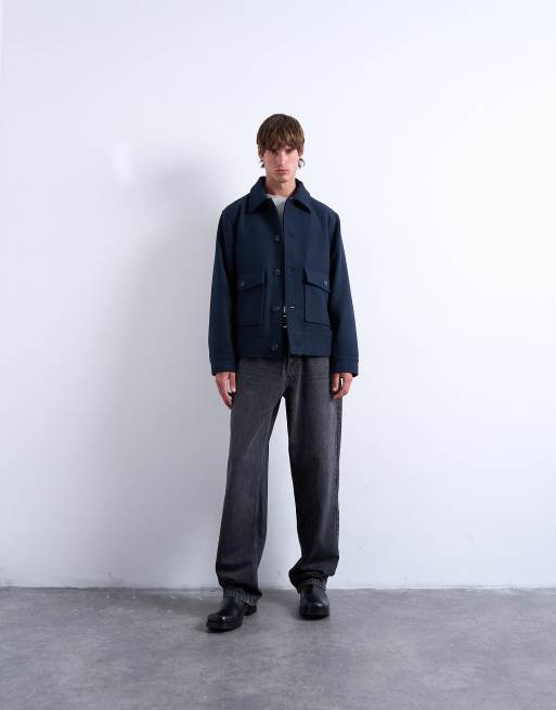 Topman wool blend shacket in navy, 2 of 5