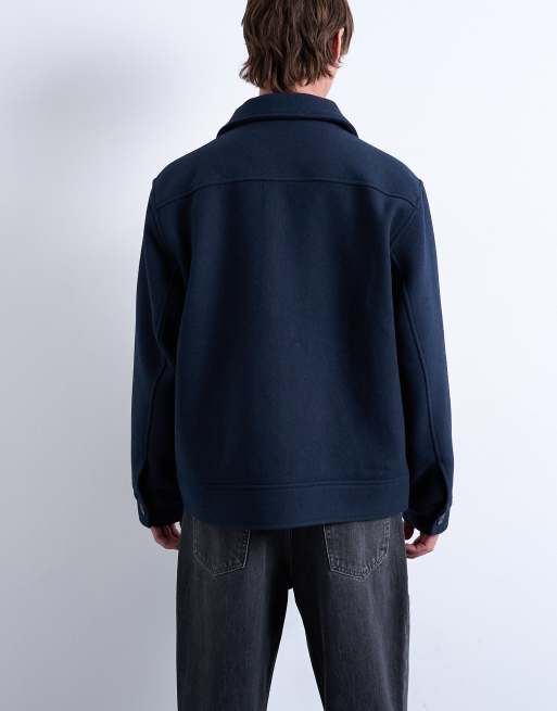 Topman wool blend shacket in navy, 5 of 5
