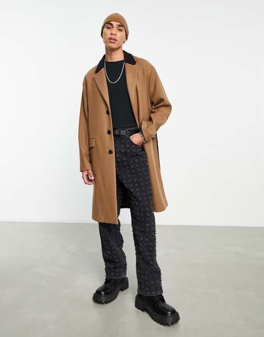 Zara men's camel clearance overcoat