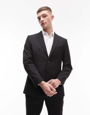 Topman wool mix blazer in black