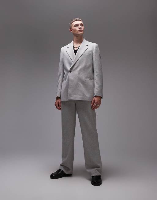 Topman wool mix suit in gray