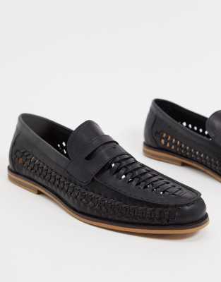 black weave loafers