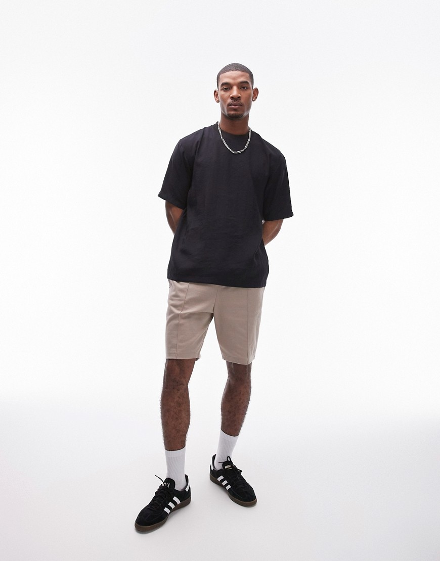 woven oversized fit t-shirt with mid sleeve in black