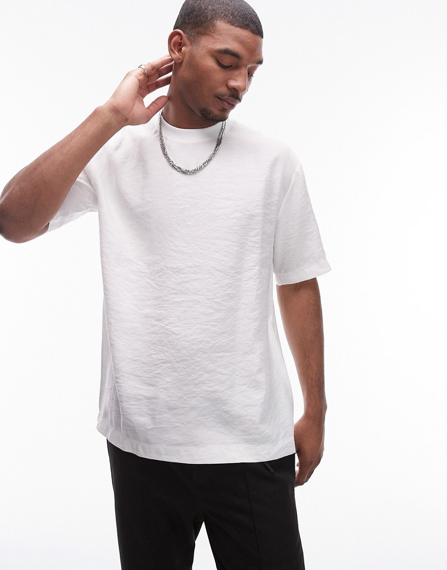Topman woven oversized fit t-shirt with mid sleeve in white