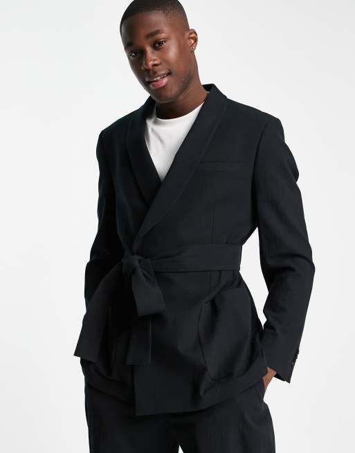 Tie waist cheap suit jacket