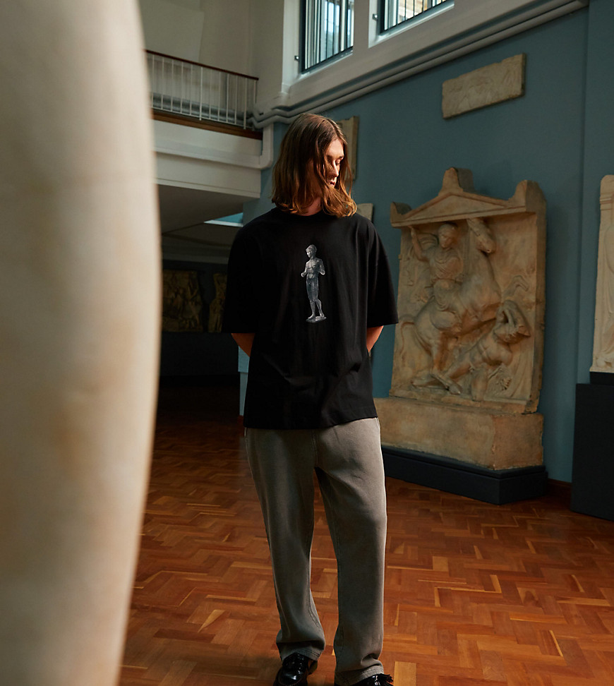 TOPMAN X ASHMOLEAN extreme oversized fit t-shirt with Figure of Paris print in black