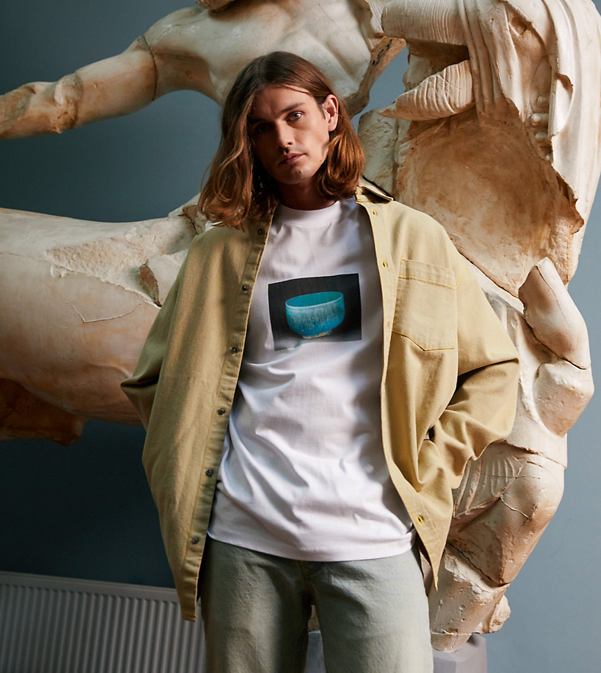 TOPMAN x ASHMOLEAN oversized fit t-shirt with Jade bowl print in white