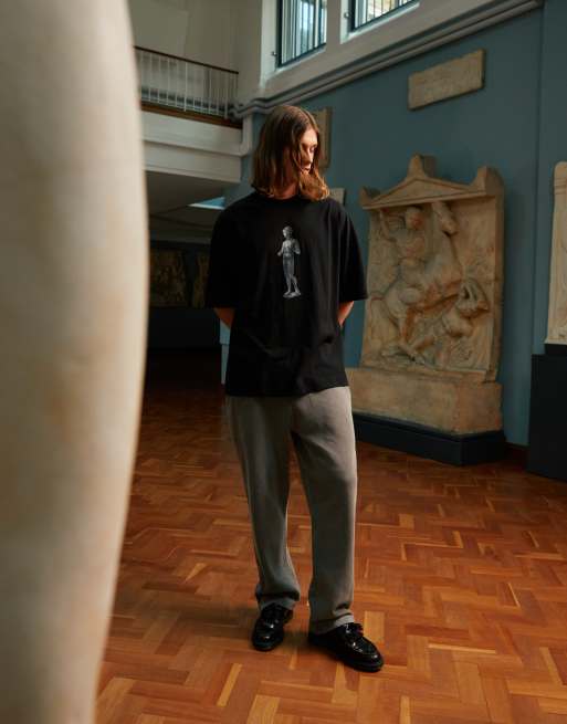TOPMAN X ASHMOLEAN – Super-Oversize-T-Shirt mit <em>Figur des Paris</em>-Print in Schwarz
