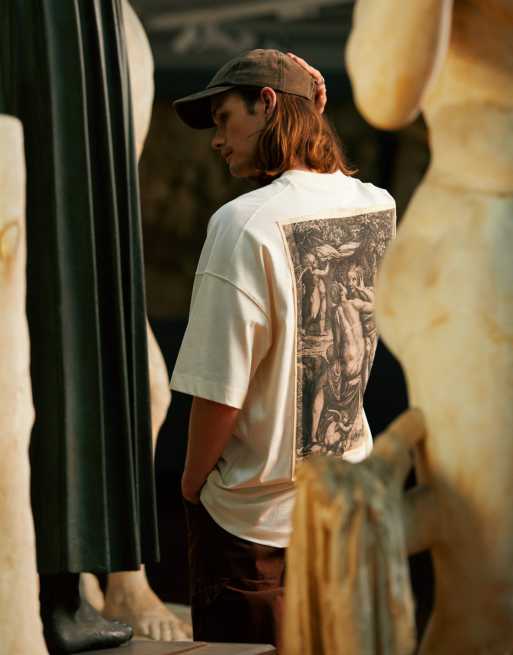 TOPMAN X ASHMOLEAN - T-shirt ultra oversize avec imprimé Adonis - Écru