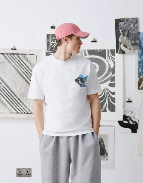 Topman x Becky Baier premium heavyweight oversized fit t-shirt with front and back patch print and embroidery in white - view 1